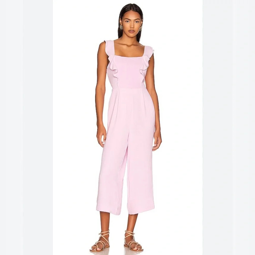 BCBGENERATION Tie-Back Ruffle-Trim Jumpsuit in Orchid NWT M
